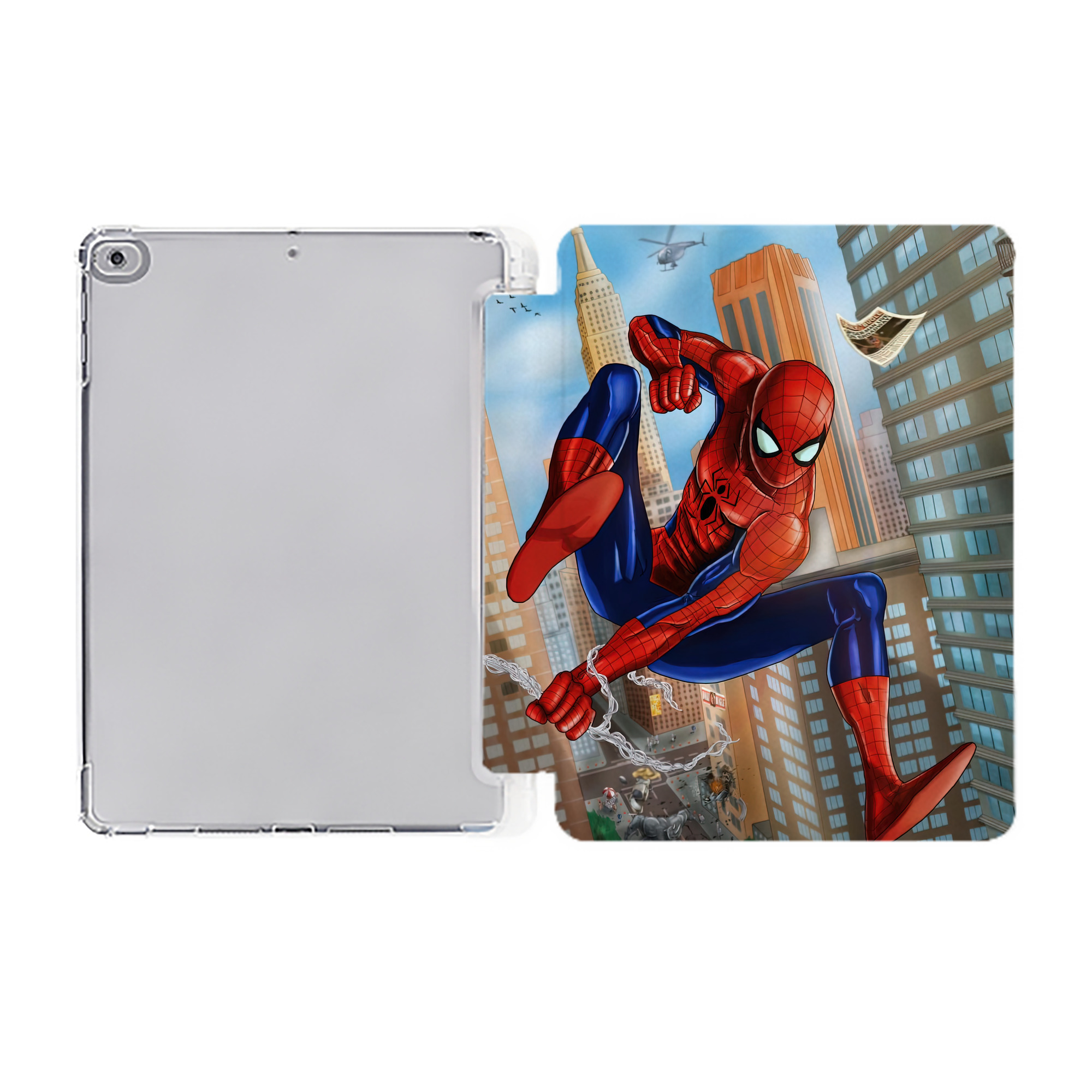 （画像用） Spider Man スパイダーマン IPad ケース ペン収納付き 三つ折りスタンド PUレザー×シリコン 対応機種9.5/10.5/10.9インチ